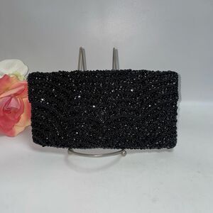 Elegant Walborg Black Beaded Clutch